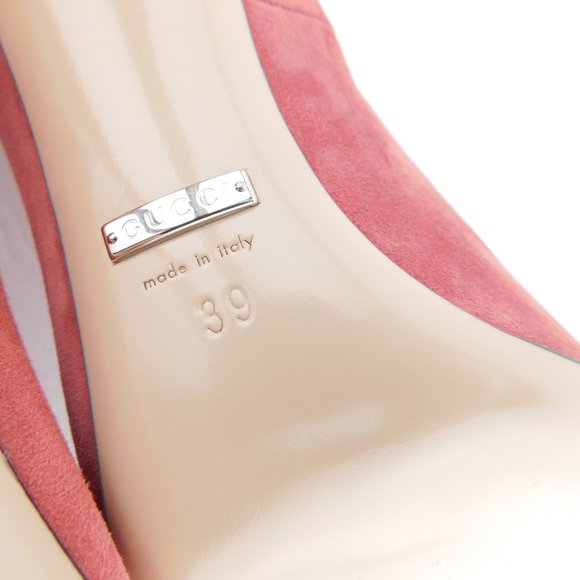 New GUCCI Crystal Tiger Snake Buckle Dusty Rose Pink Suede Leather Heel Pump 39 - Picture 9 of 9